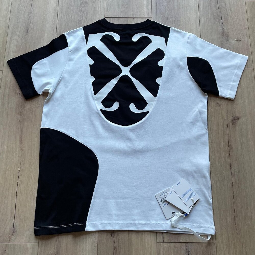2XL Off-White Black White Cotton T-Shirt Short Sleeve